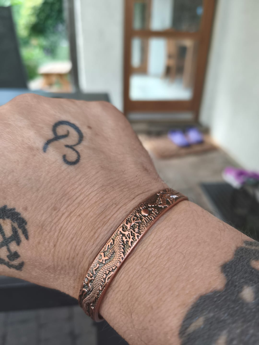 Customer photo review of Buddha Stones Drache Phönix Magnetischer Armreif aus massivem Kupfer
