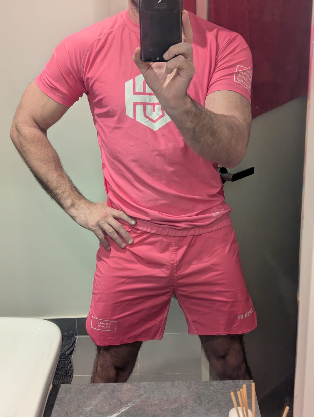 Customer photo review of Pink Bits (2 in 1 BJJ Shorts) - Valentines Day Special '24 (Pre-Order Only)
