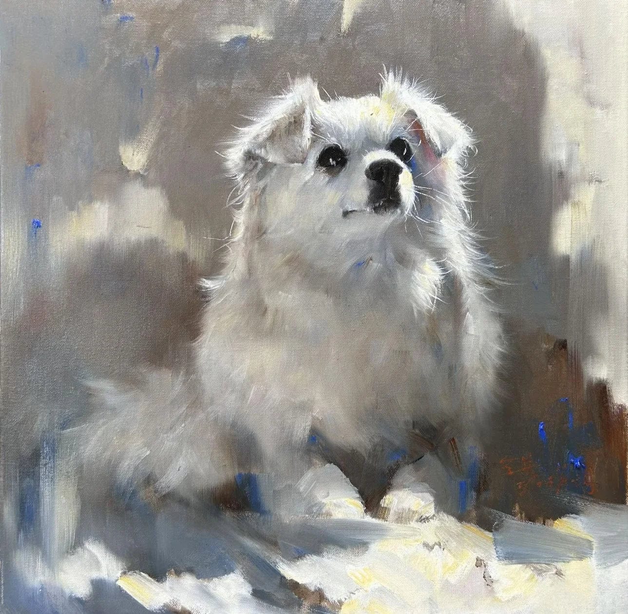 Customer photo review of Modern Pet Portrait | Hand-painted Pet Portrait
