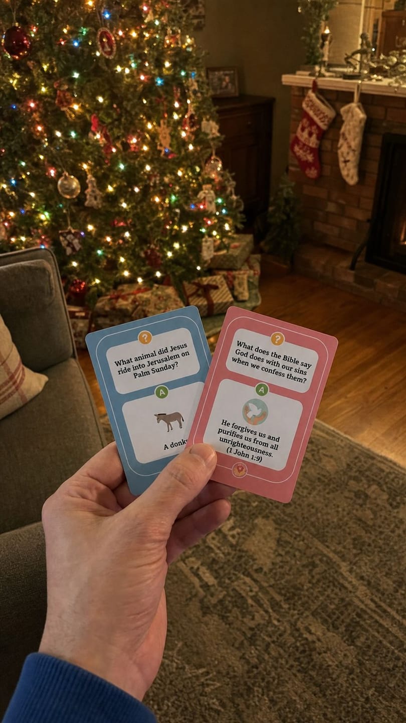 Customer photo review of Who Taught Me The Bible? Christian Family Game Cards (100+ Unique Questions)