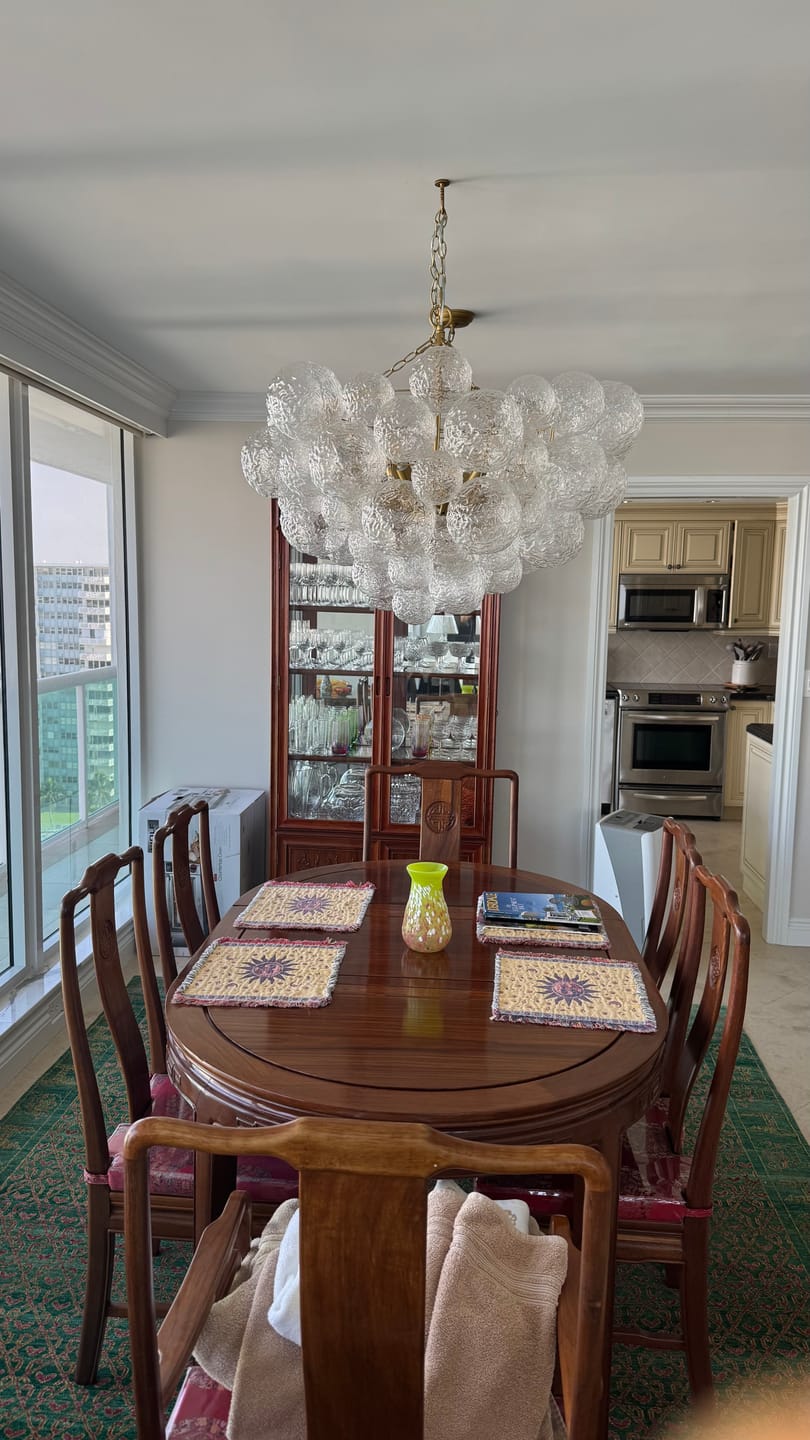 Customer photo review of Brass Luxe Cluster Rippled Glass Globe Bubble Chandelier