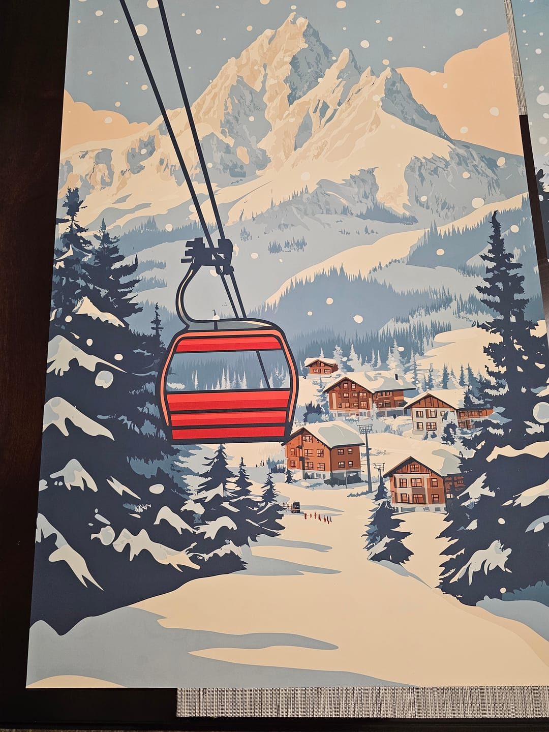 Customer photo review of Vintage Ski Poster Set of 3. Snowboard, Skier & Ski Lift Wall Art