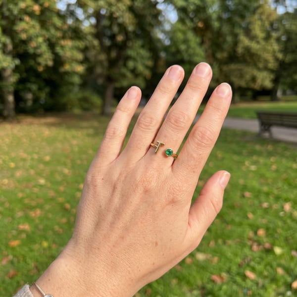 Customer photo review of Adjustable Initial  & Birthstone Ring