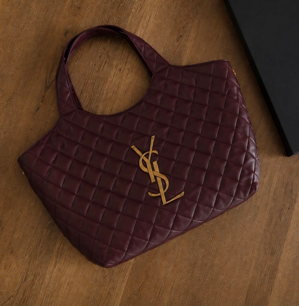 Customer photo review of Saint Laurent Quilted Logo Leather Shopping Tote Bag