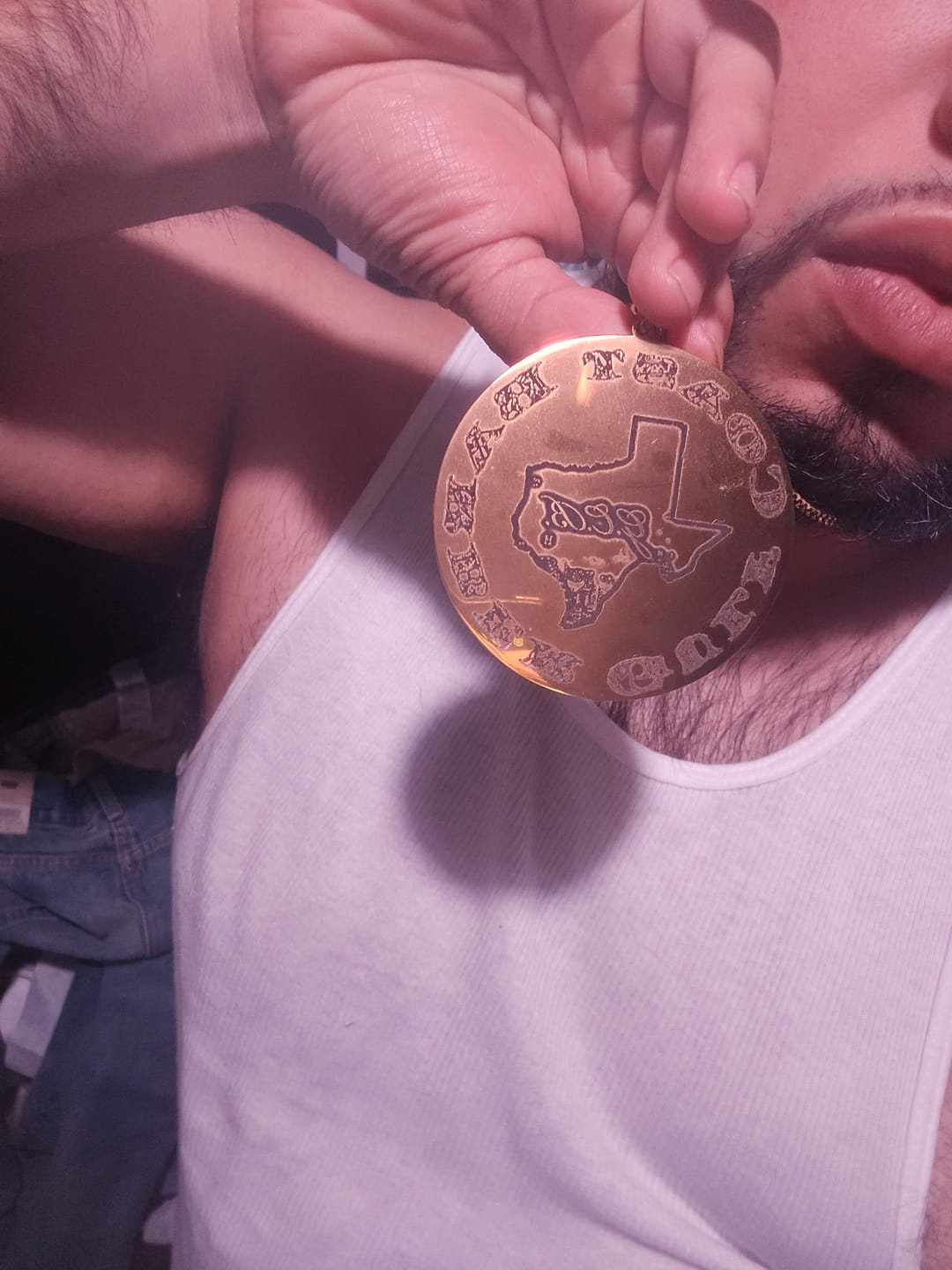 Customer photo review of Custom Logo Engraved Photo Pendant Necklace