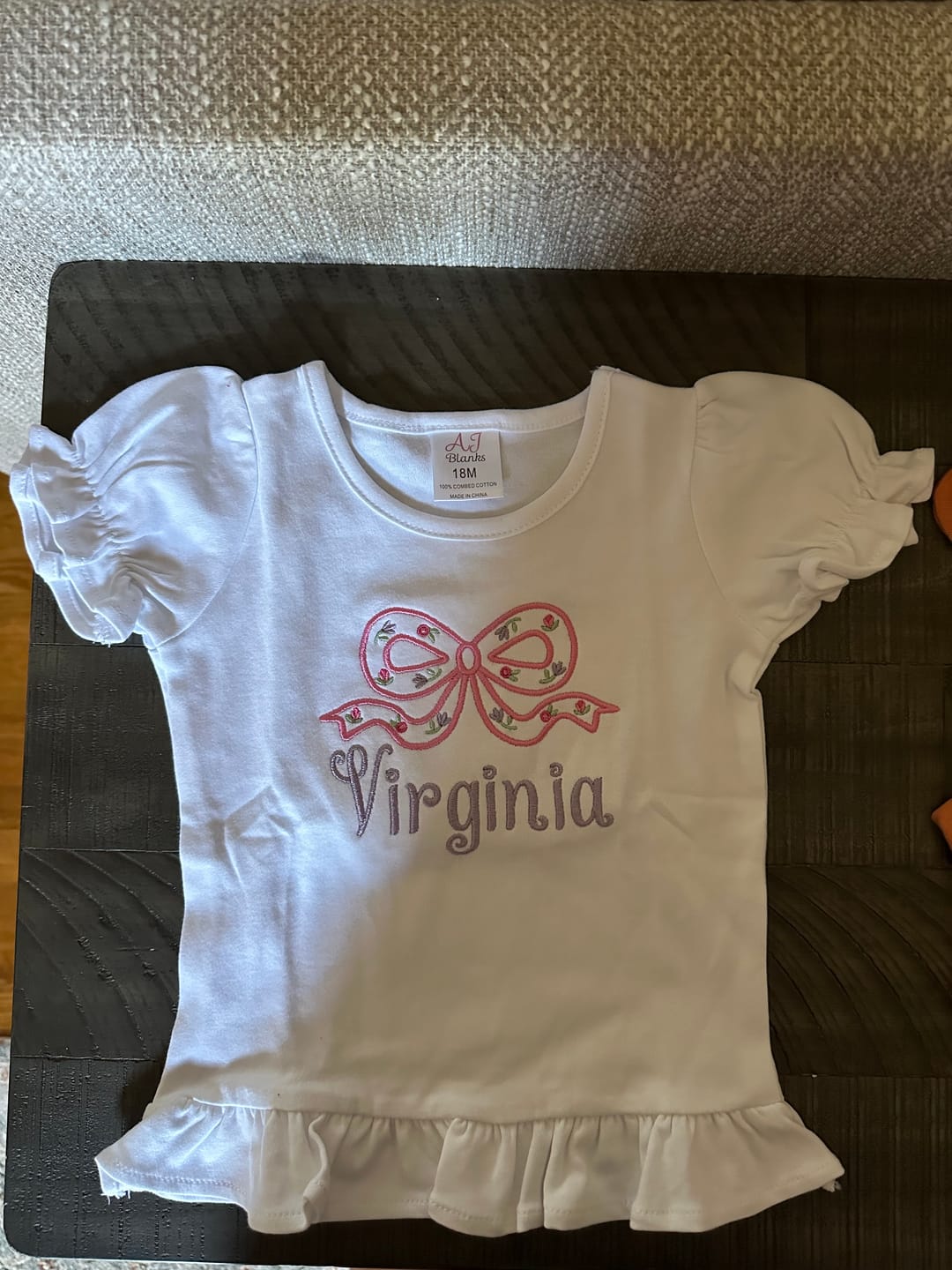 Customer photo review of White Girl's Short Sleeve RUFFLE Shirts (95% Cotton 5% Polyester)