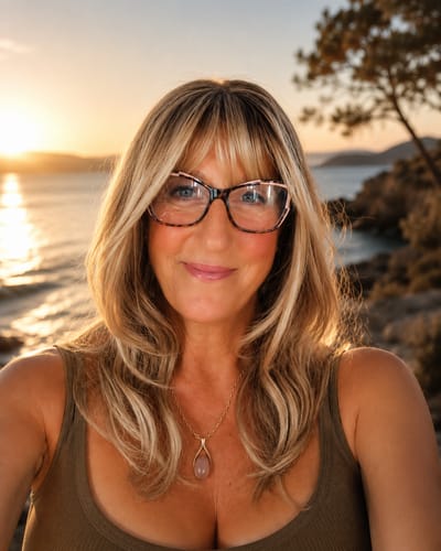 Customer photo review of JBEXTENSION 16 Inches Scalpiana 3.5X4 Hard Silky Top Natural Scalp Effect Dark Blonde Body Wave Wig with Bangs Wig MIMI SILK TOP - DARK BLONDE