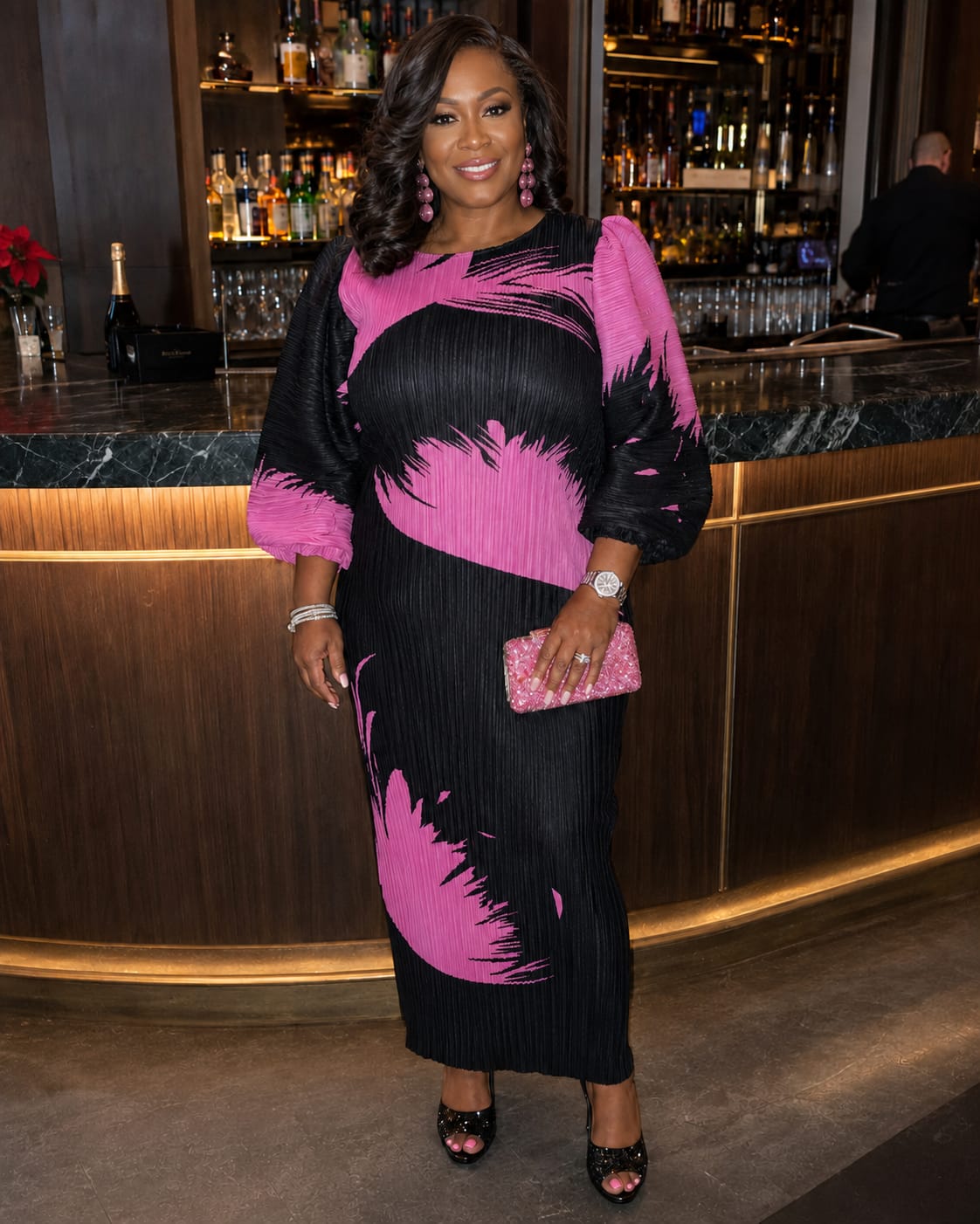 Customer photo review of Elowyn Pleat Dress |Pink