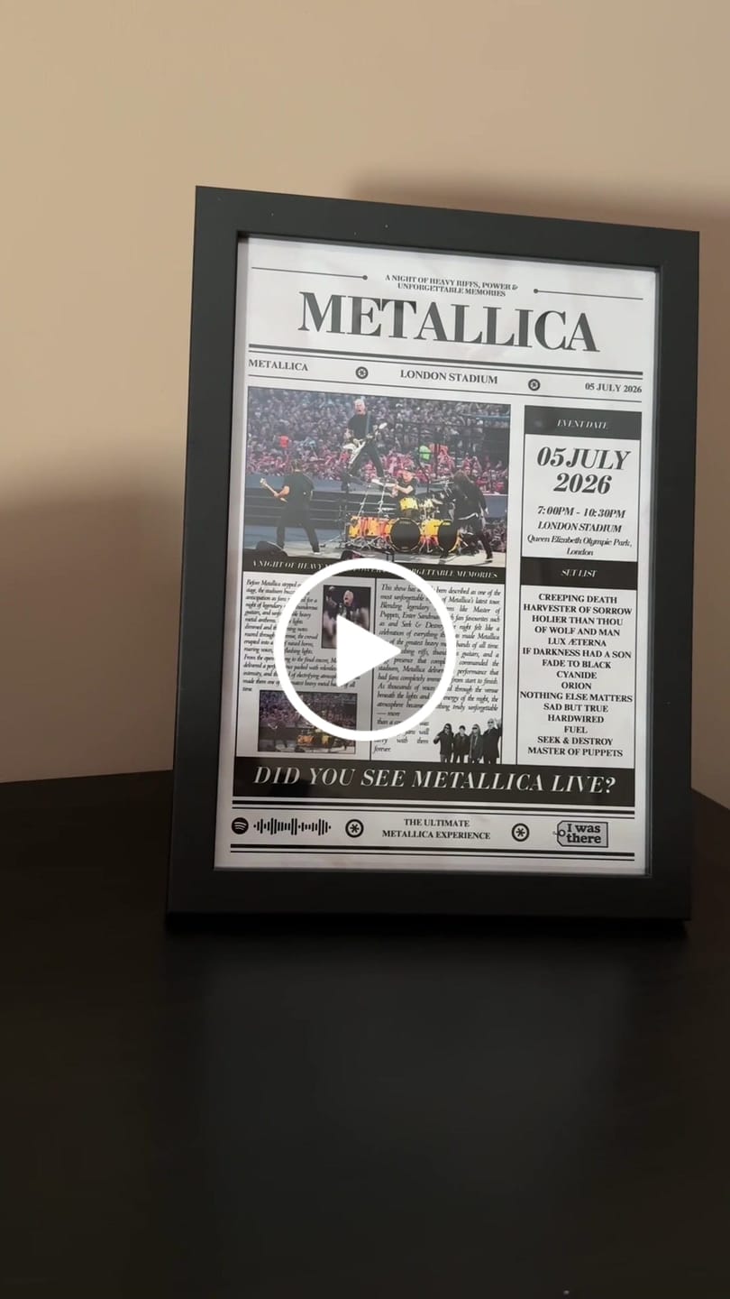 Customer video review of Metallica - Personalised Newspaper Style Concert Poster