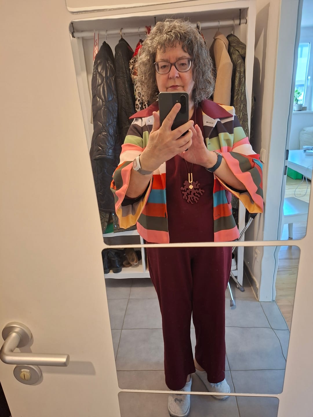 Customer photo review of Flared Sleeves Multi-Colored Striped Lapel Jackets Outerwear