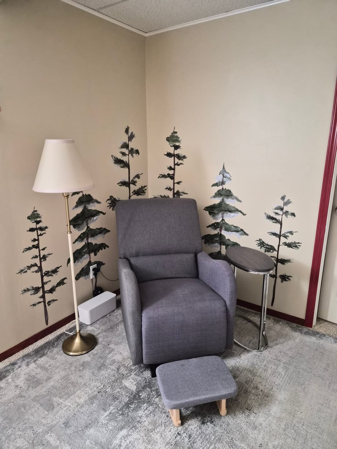 Customer photo review of Large Watercolor Pine Tree Removable Wall Decal