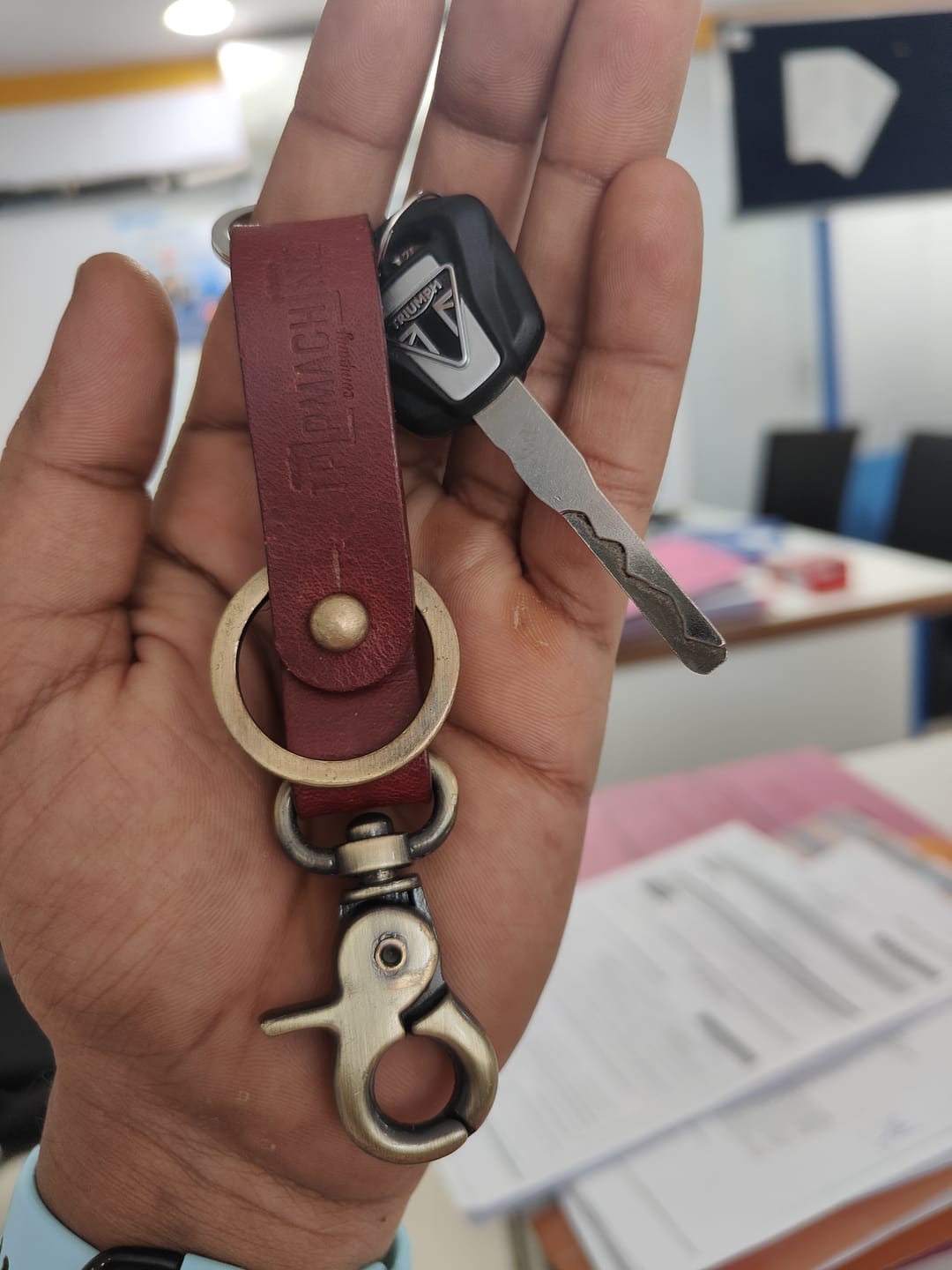 Customer photo review of key fob with antique gold