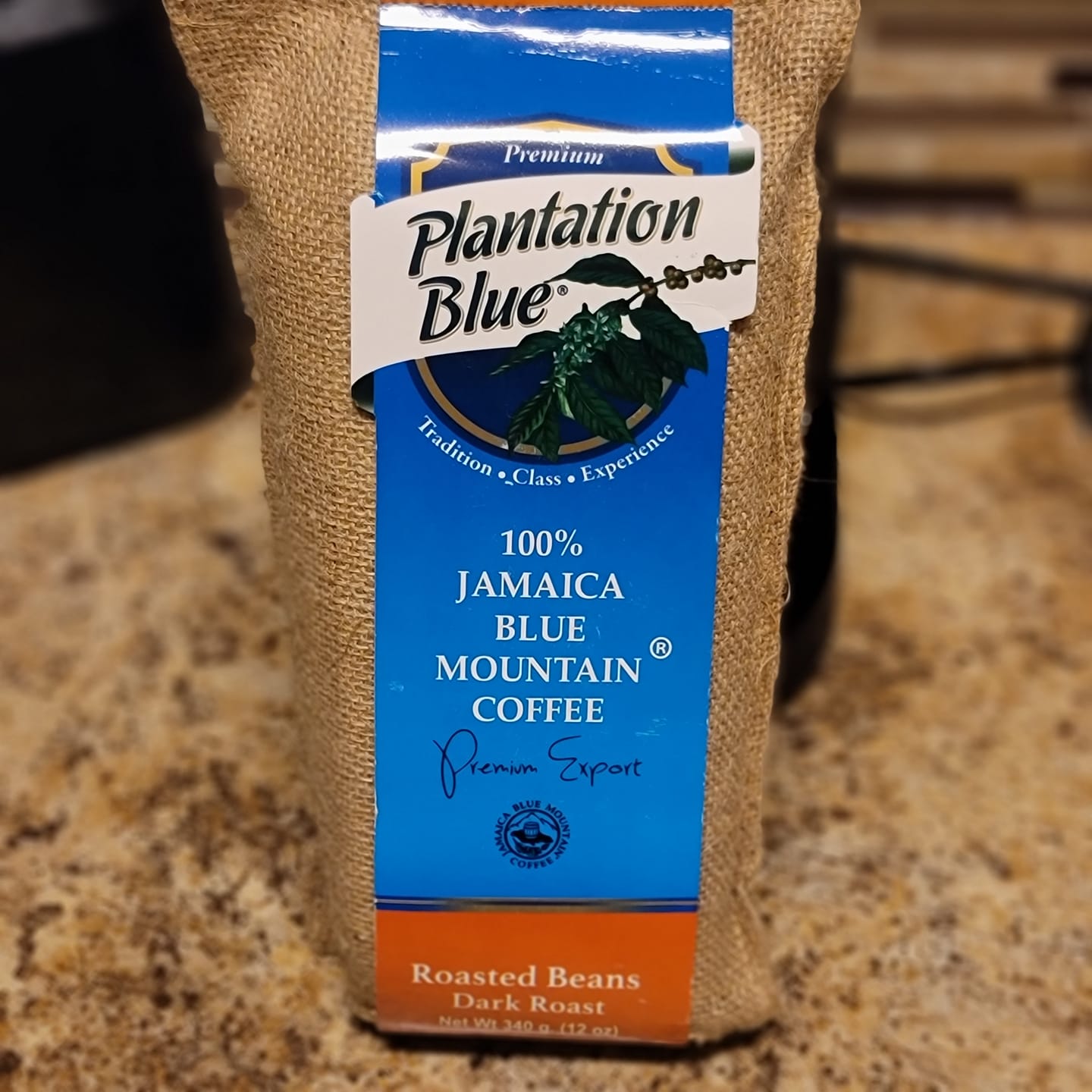 Customer photo review of Plantation Blue 100% Jamaica Blue Mountain Coffee - Dark Roasted Beans (12oz)