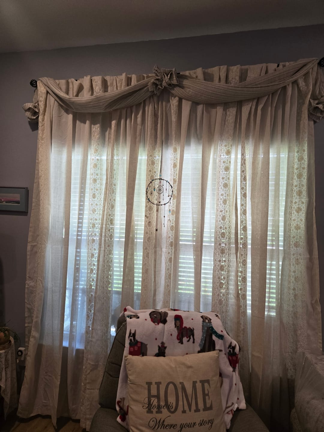 Customer photo review of Floral Embroidered Linen Blend Curtains