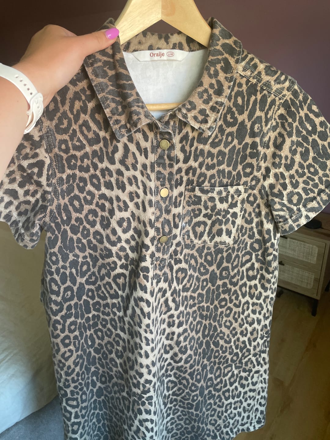 Customer photo review of ROUANE LEOPARD DENIM DRESS