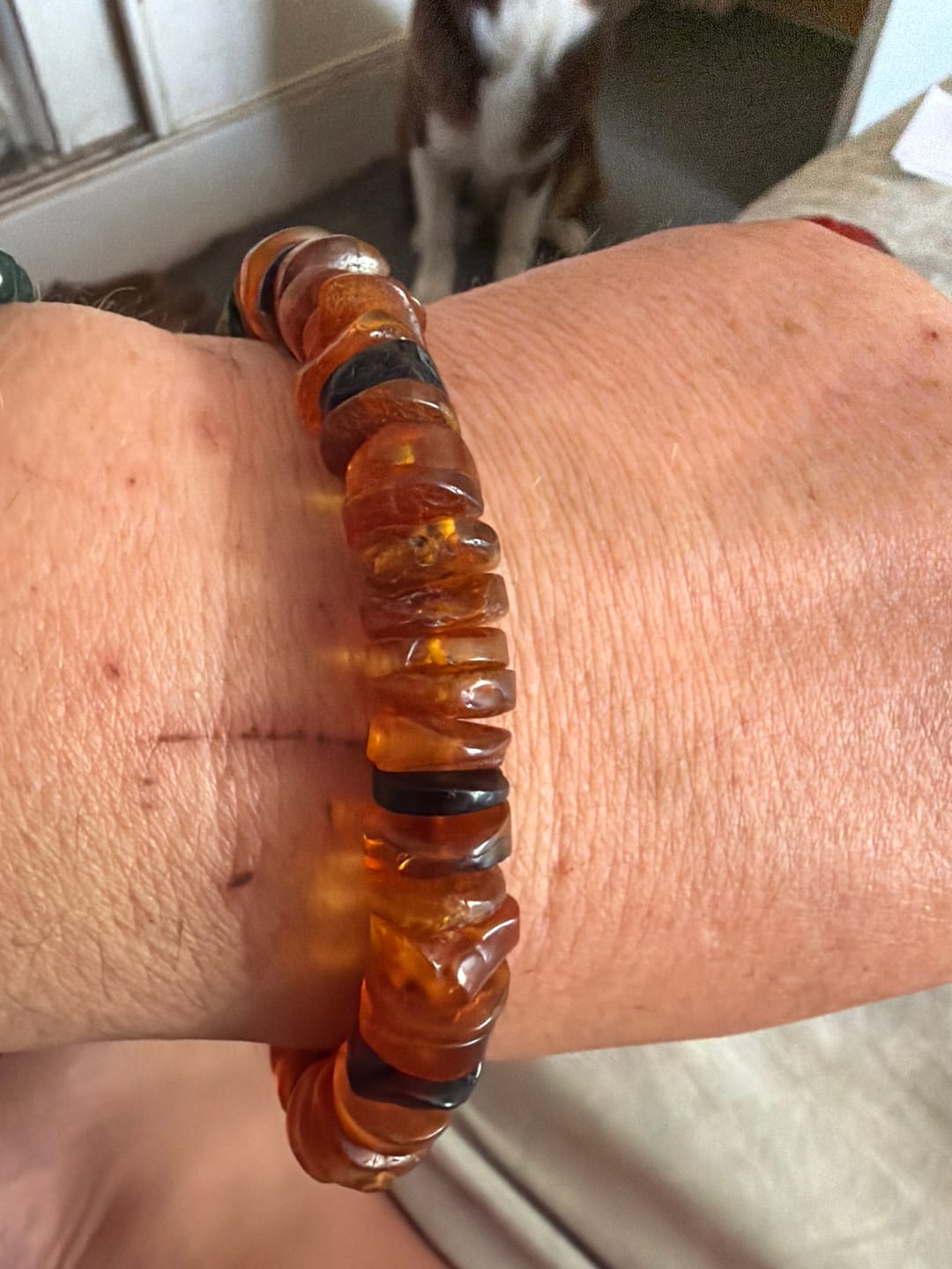 Customer photo review of Buddha Stones Amber Peace Buckle Confidence Bracelet