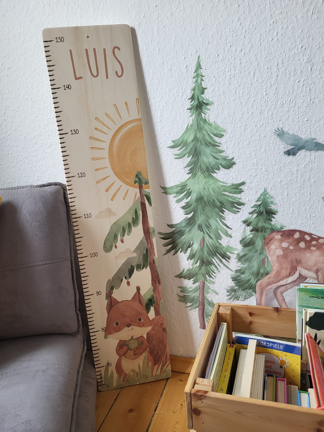 Customer photo review of Messlatte Kinder Holz & Aluverbund - Eichhörnchen