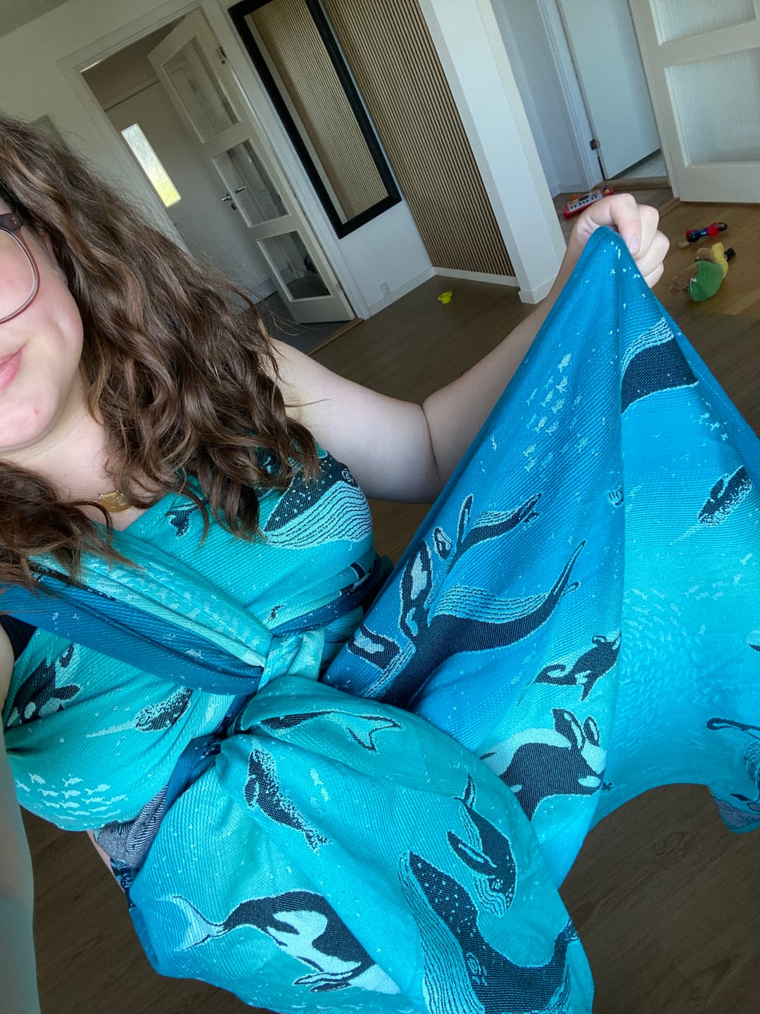 Customer photo review of Whales ‘Teal Tides’
