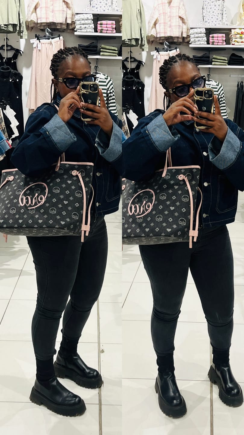 Customer photo review of Pink Muse Denim Tote