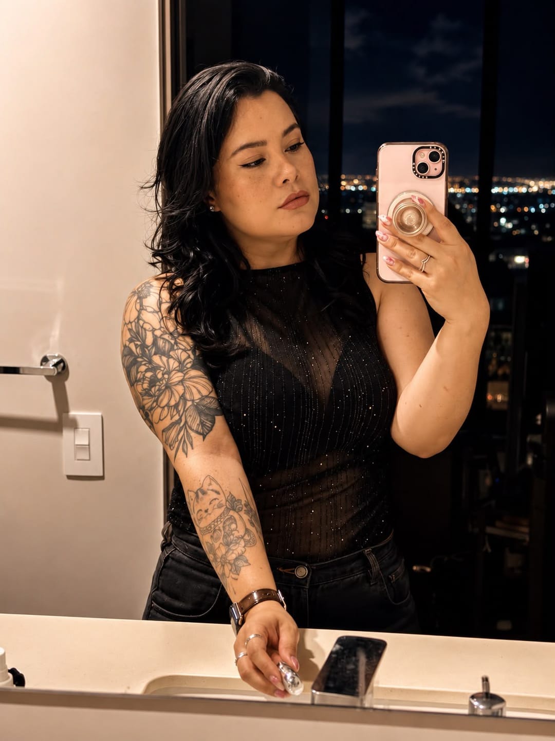 Customer photo review of Stellar Mesh Crop Top