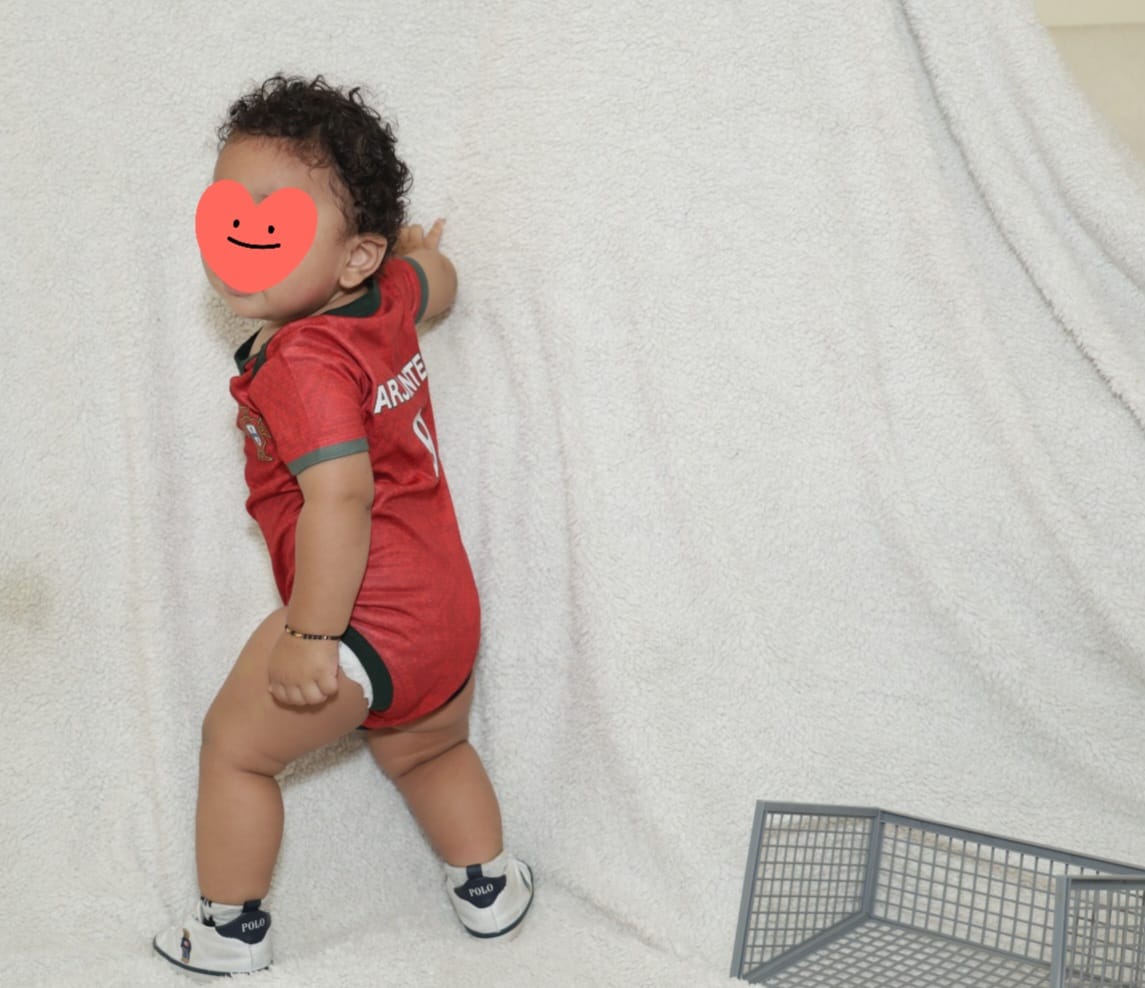 Customer photo review of Portugal Baby Football Romper – Customized Infant Soccer Onesie with Name & Number | Portugal Fan Baby Outfit 2026