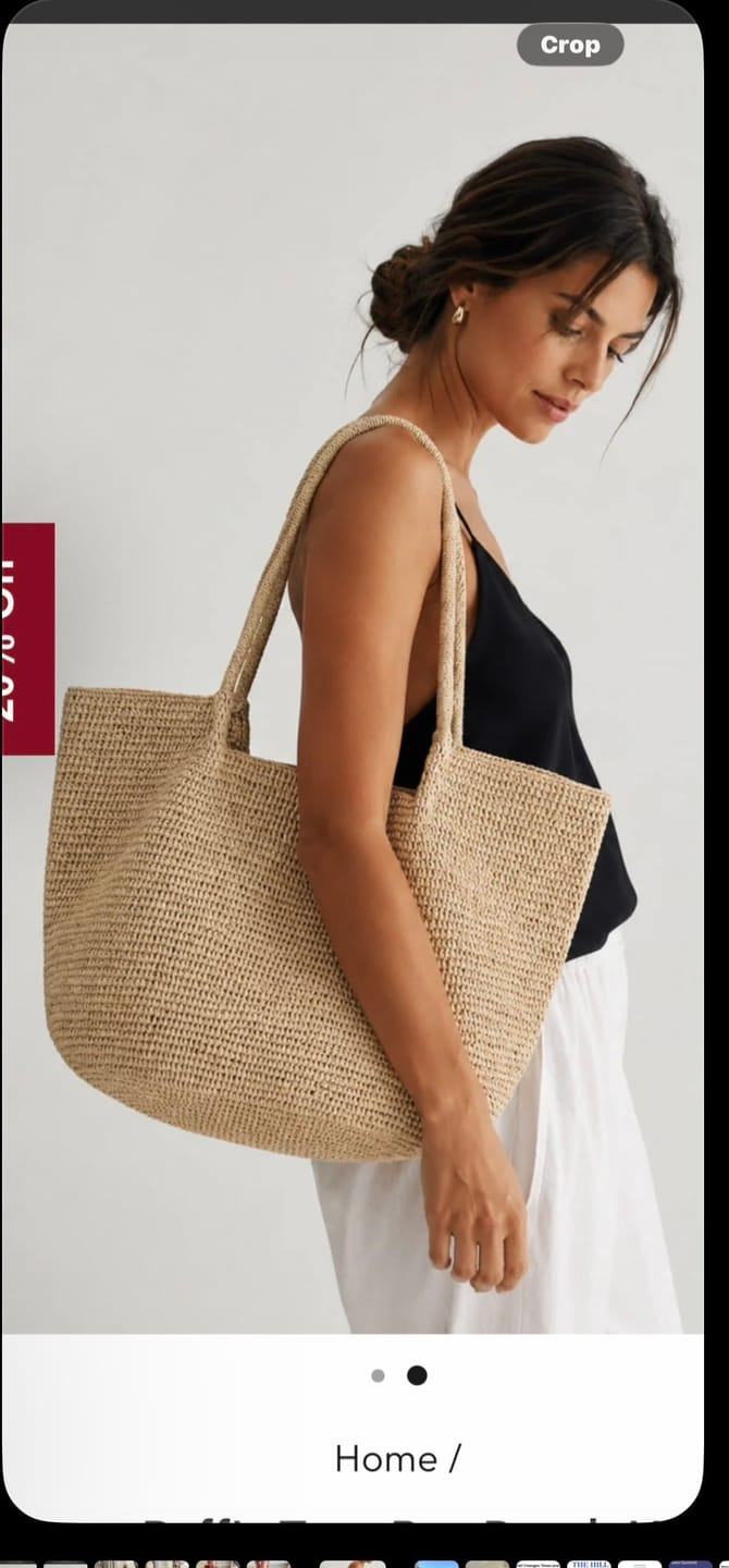 Customer photo review of Woven Raffia Tote Bag Beach Handbag