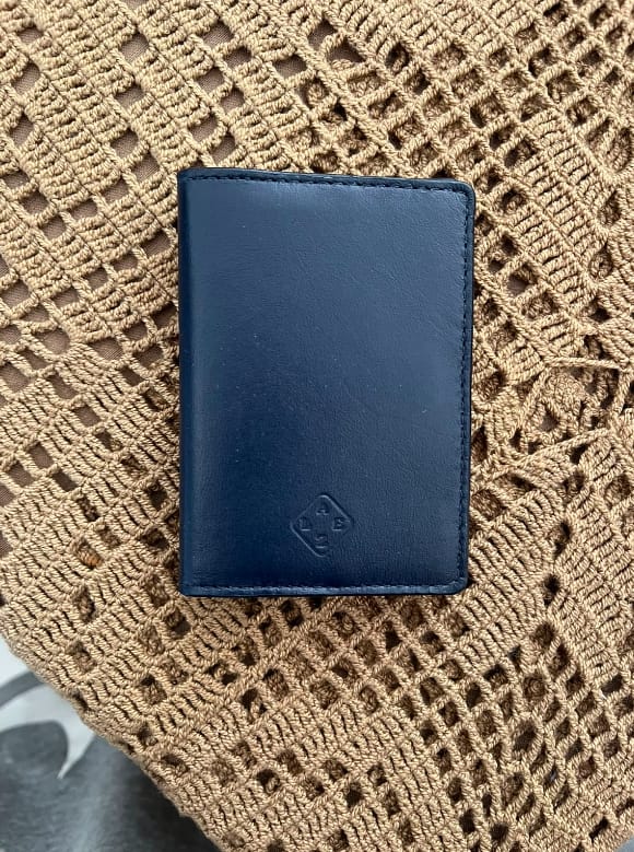 Customer photo review of Slim RFID Leather Bifold Wallet Blue