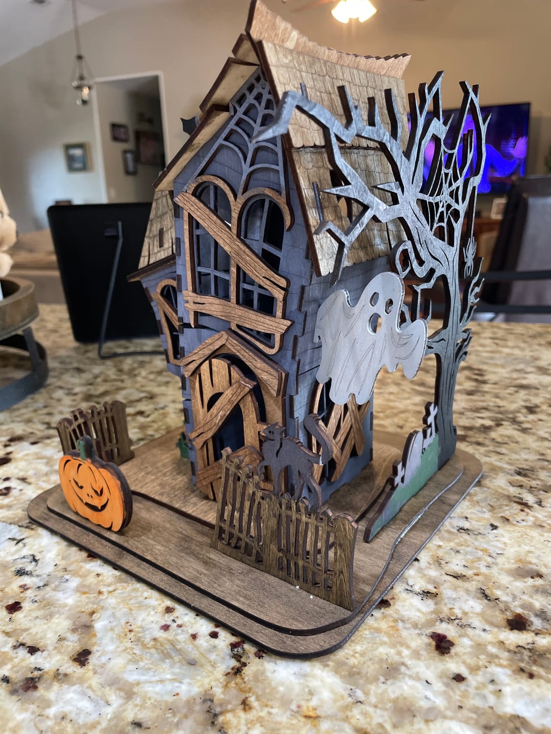 Customer photo review of Halloween house scene lamp laser cut svg file