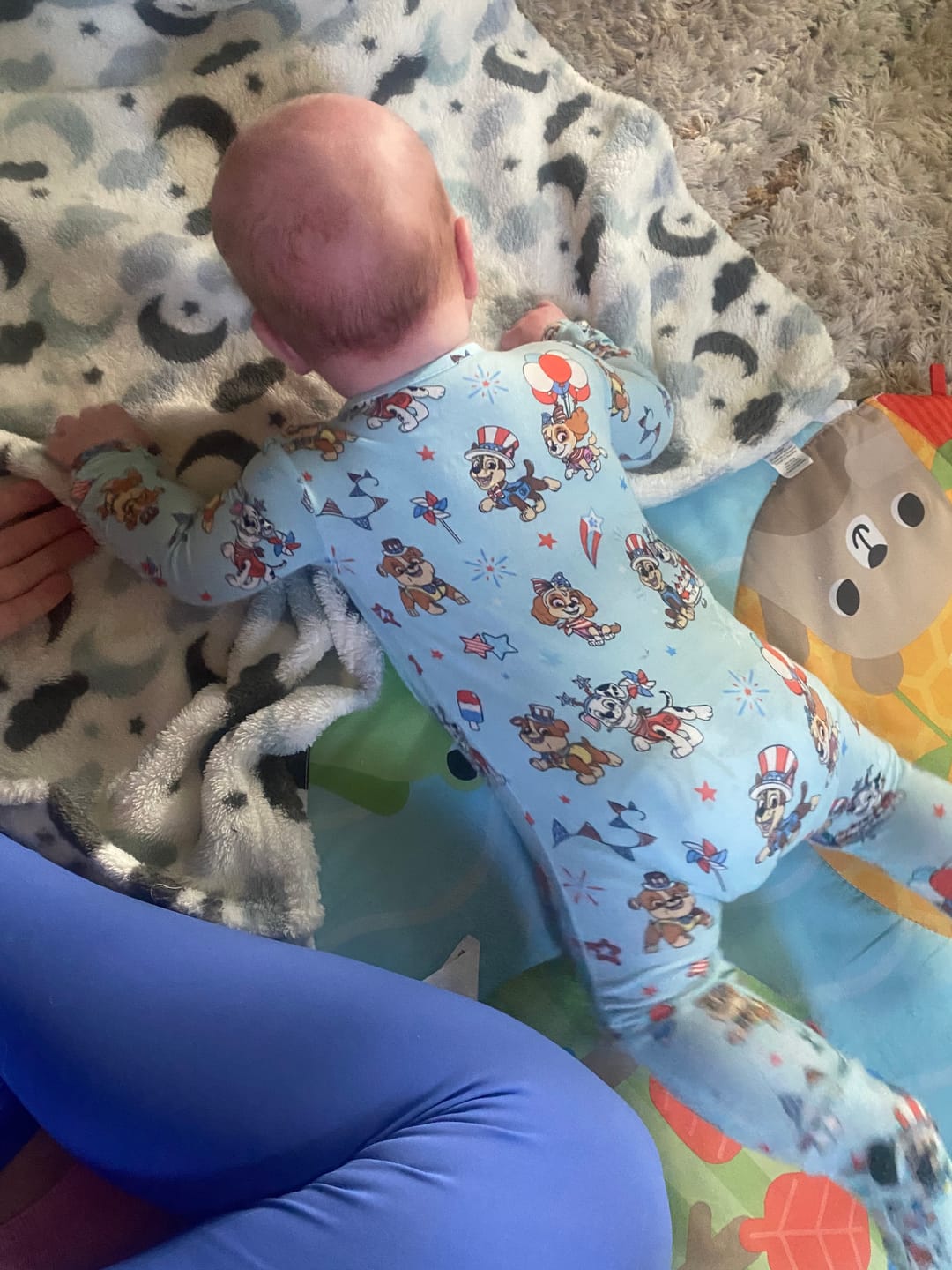 Customer photo review of PAW Patrol: Patriotic Pups Bamboo Convertible Footie