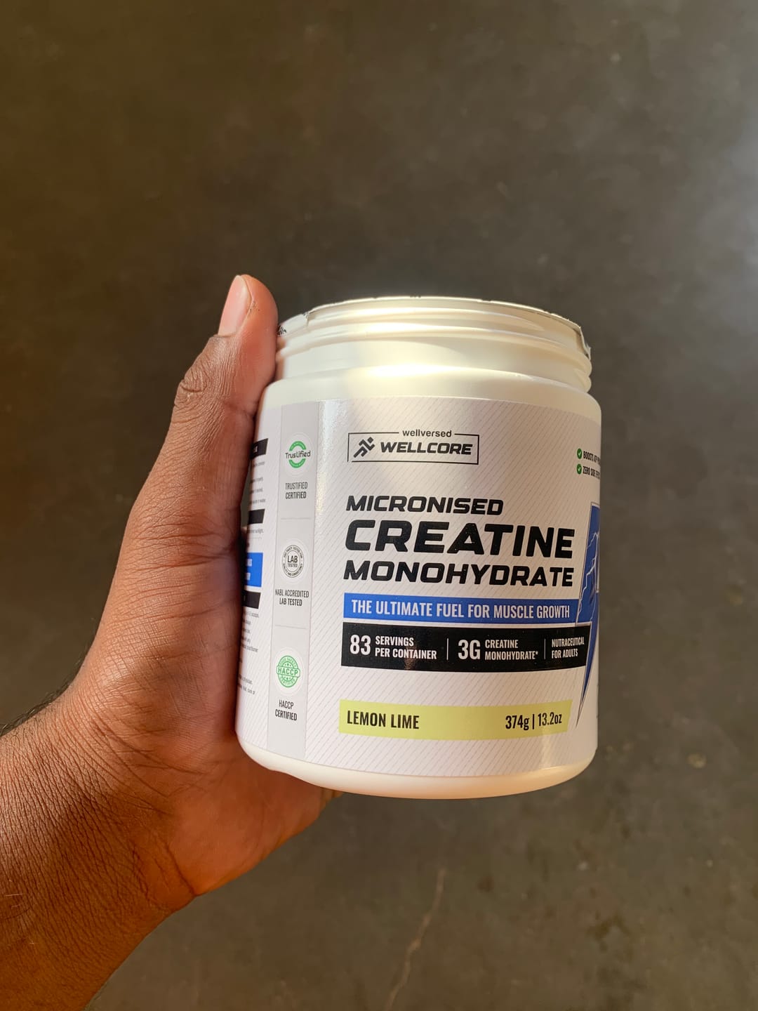 Customer photo review of Wellcore - Pure Micronised Creatine Monohydrate | Lemon Lime (374g, 83 servings)