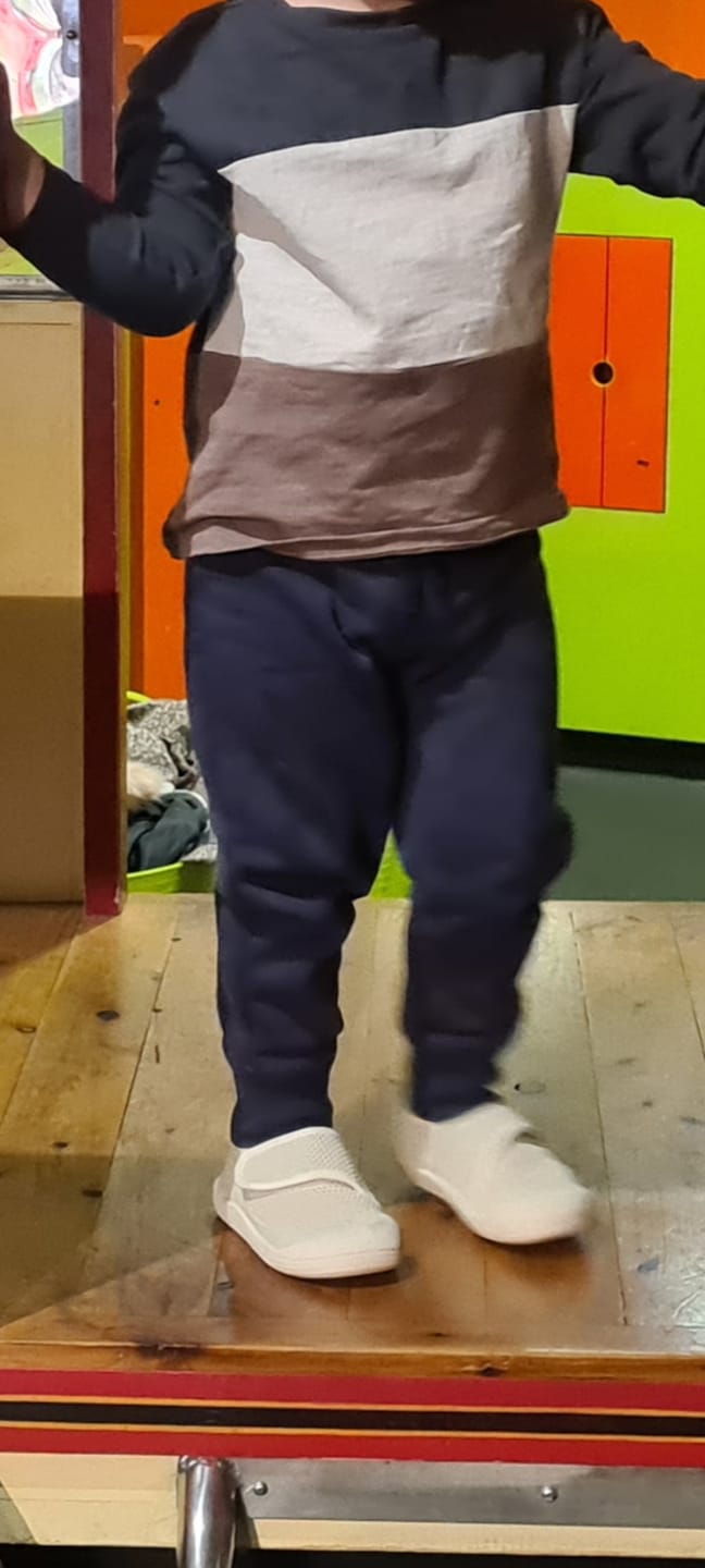 Customer photo review of SOHLS® Velcro MOVE Toddler Shoe – Ivory Dune