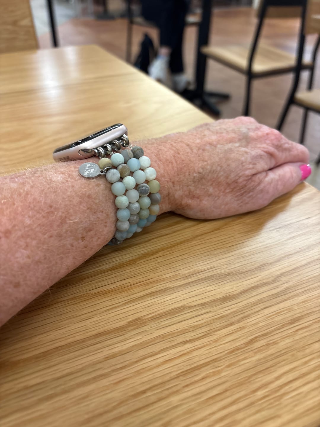 Customer photo review of Amazonite Jasper Stretch Apple Watch Strap