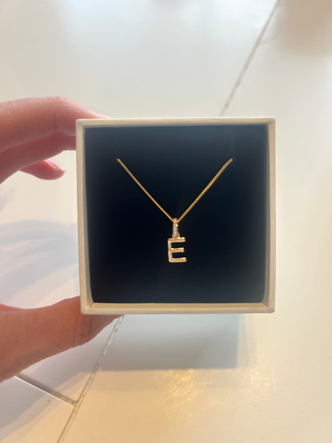 Customer photo review of Initial Diamond Bail Pendant in 9ct Yellow Gold