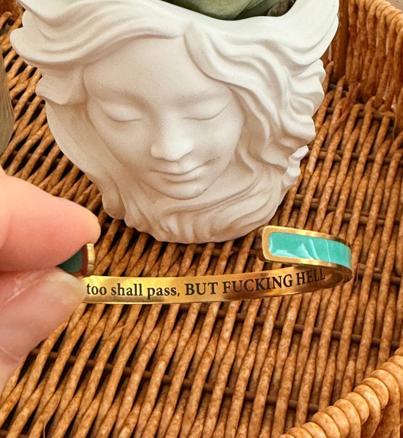 Customer photo review of This Too Shall Pass Color Cuff Bracelet