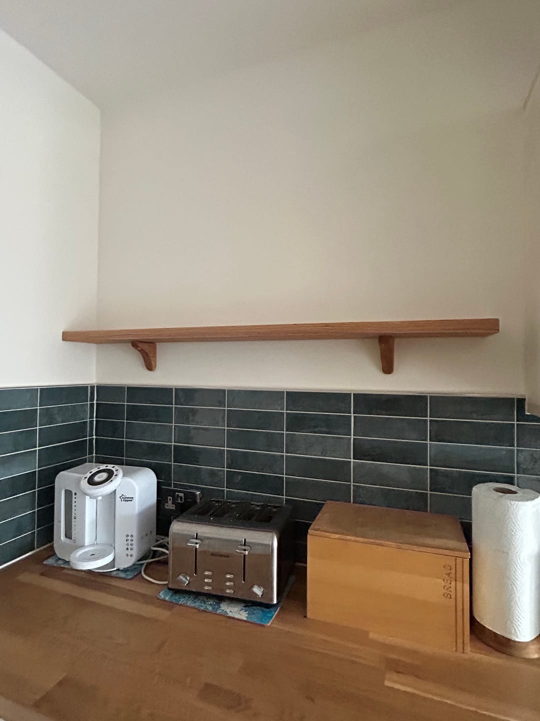 Customer photo review of Oak Shelf with Decorative Wooden Brackets
