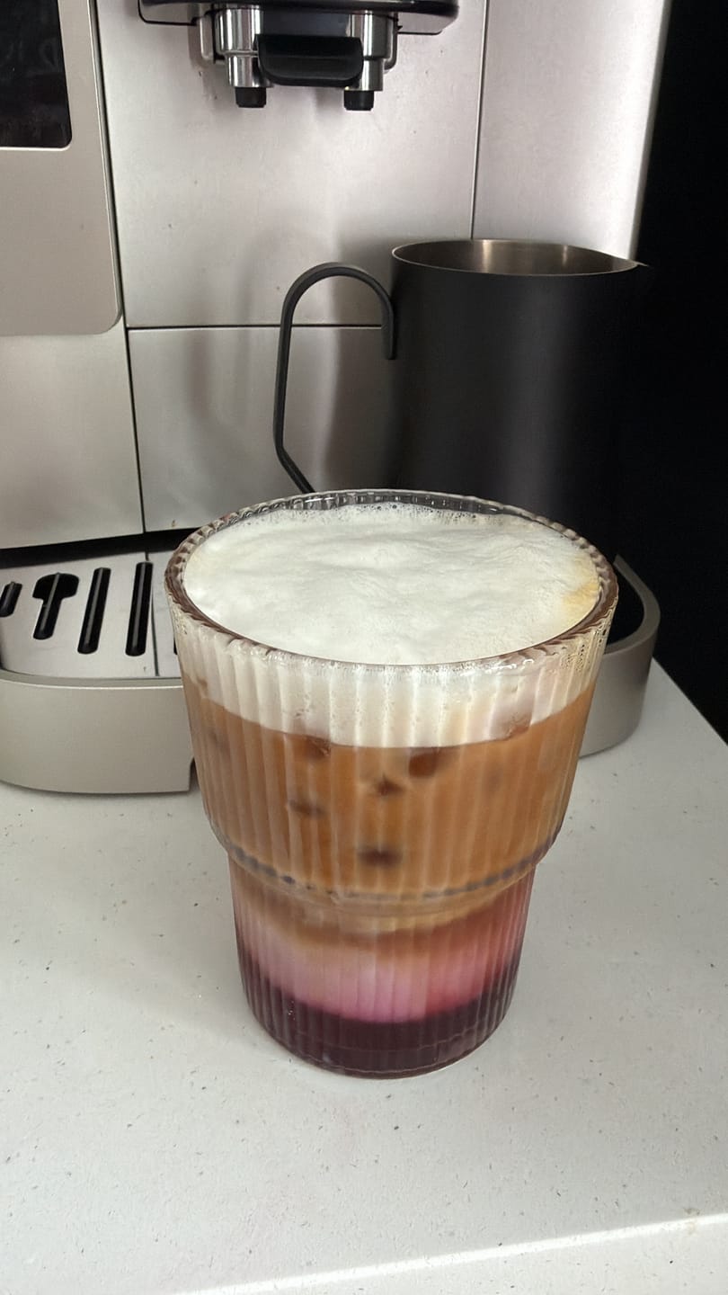 Customer photo review of Blueberry Coffee Syrup