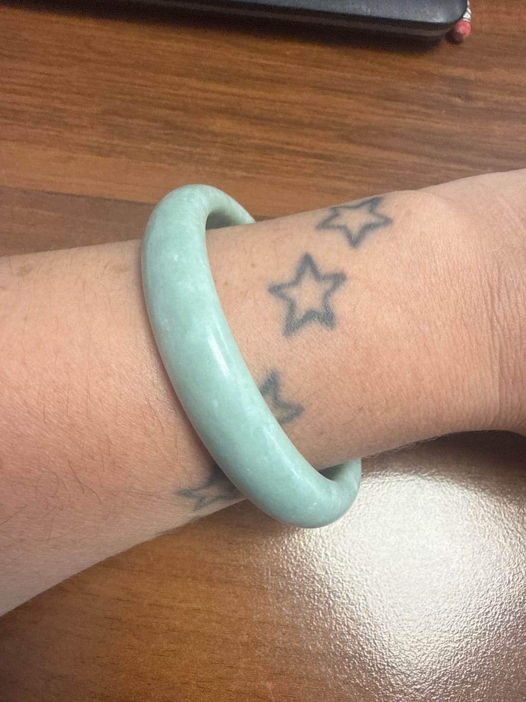 Customer photo review of Buddha Stones Natural Jade Prosperity Bangle Bracelet