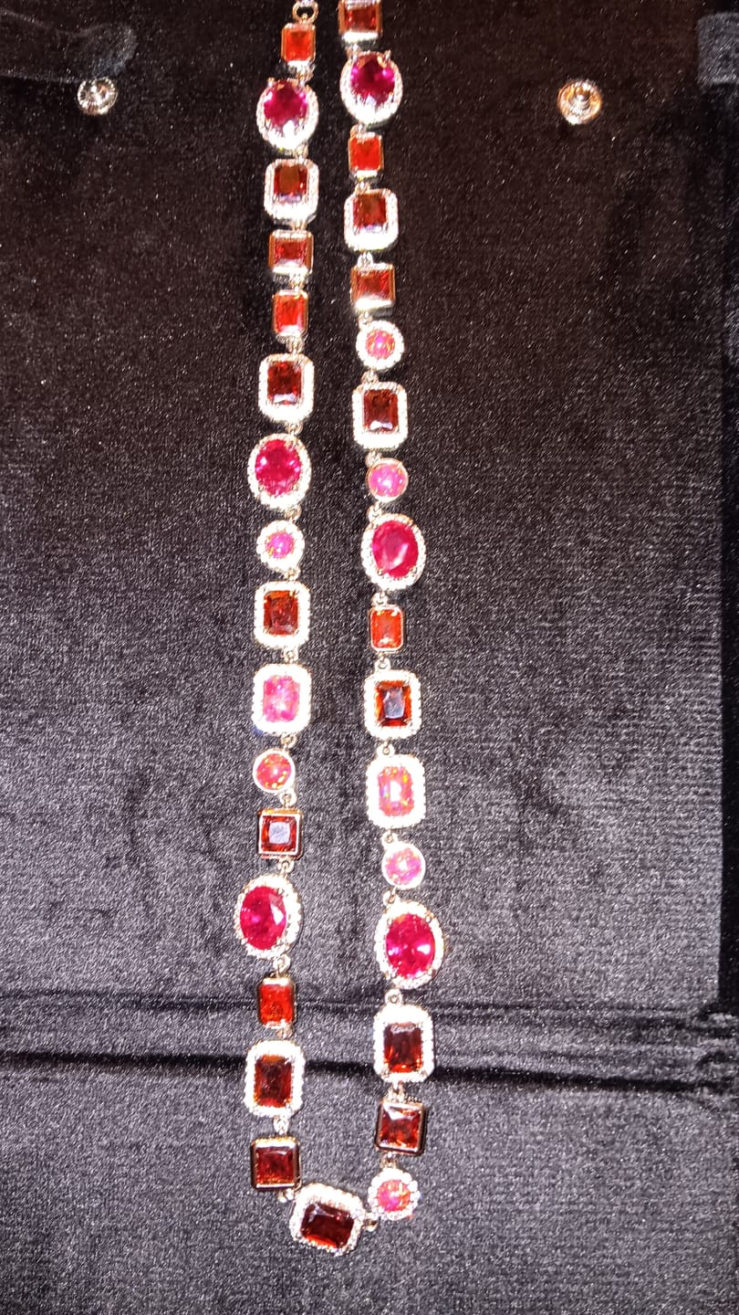 Customer photo review of Cherry Red Solstice Necklace