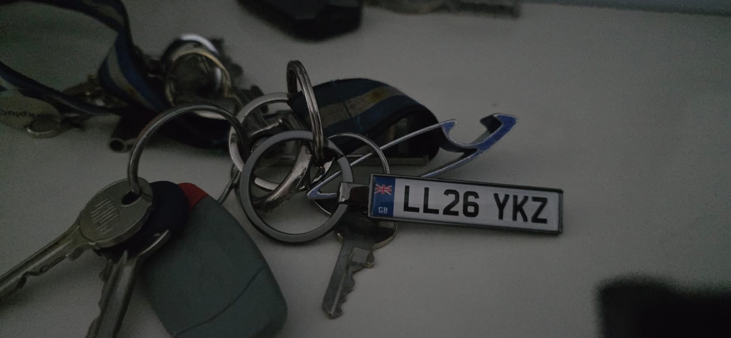 Customer photo review of Personalised Metal Number Plate Keyring - Premium Custom Car Gift
