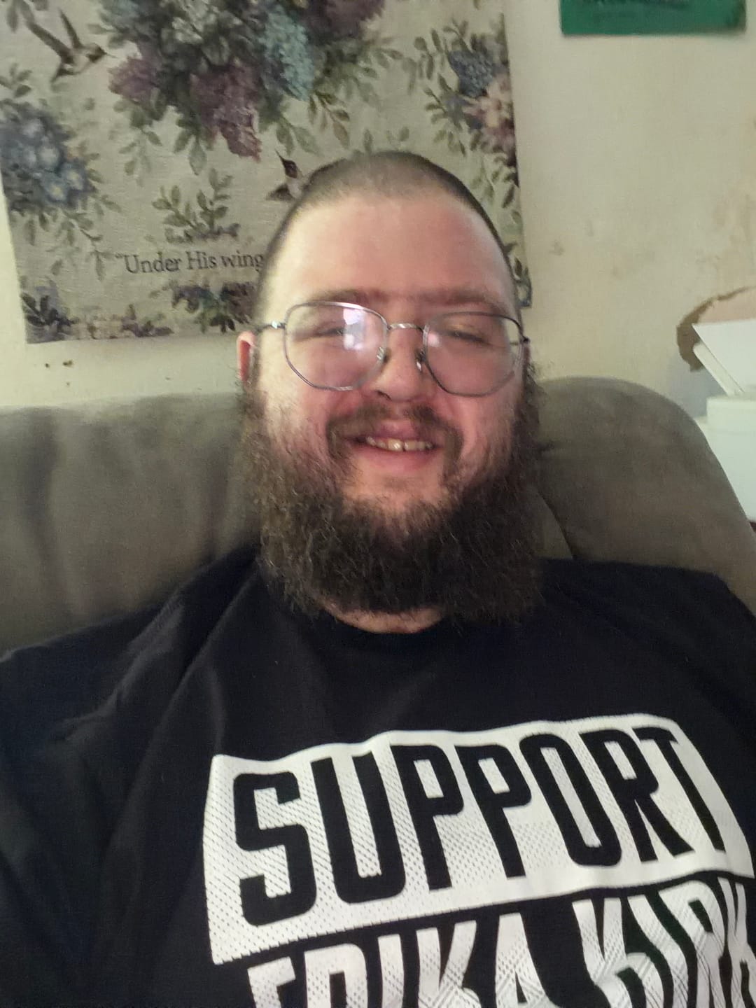 Customer photo review of I Support Erica Kirk T-shirt