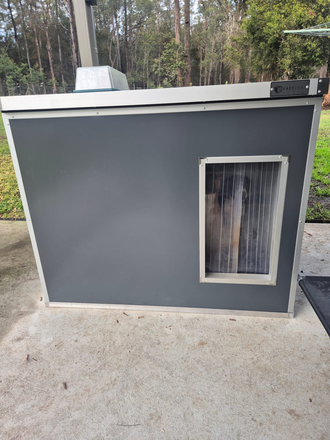Customer photo review of CozyCube Coldroom Panel Insulated Dog House