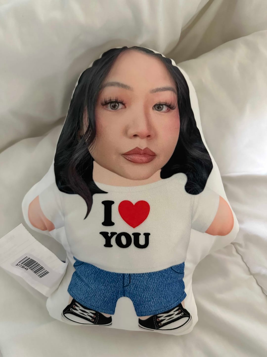 Customer photo review of I Love You Photo Pillow