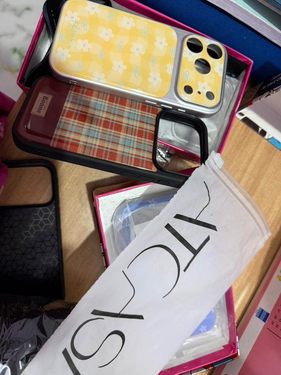 Customer photo review of Cute Yellow Floral Checks Silver Bumper Pre-Order iPhone Case