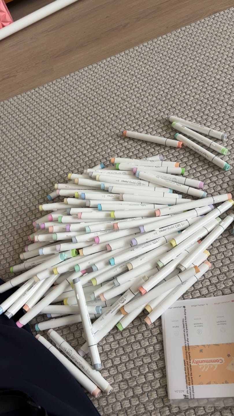 Customer photo review of Ohuhu Honolulu 96 Pastel Colors Alcohol Art Markers - Sweetness & Blossoming (New Color Codes)