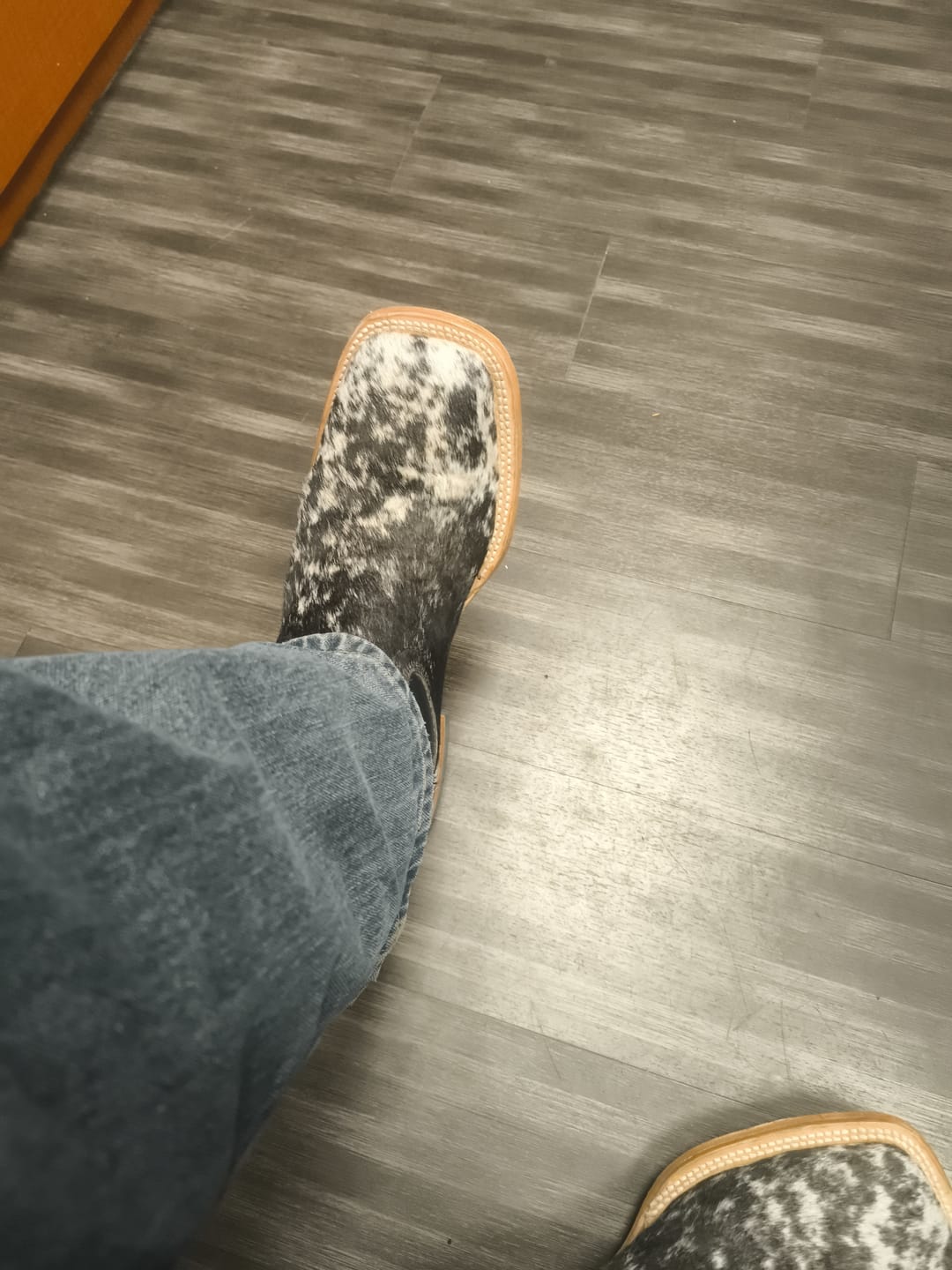 Customer photo review of Genuine Cowhide Boots - Square Toe