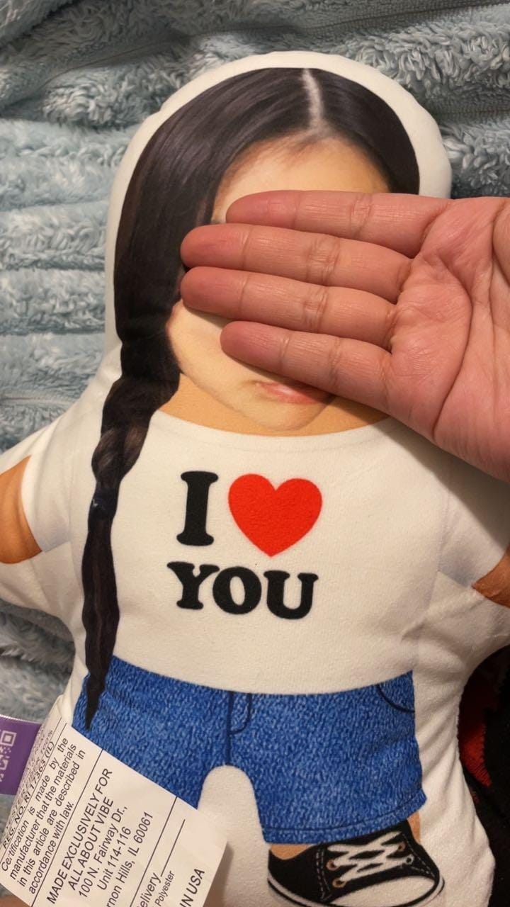 Customer photo review of I Love You Photo Pillow