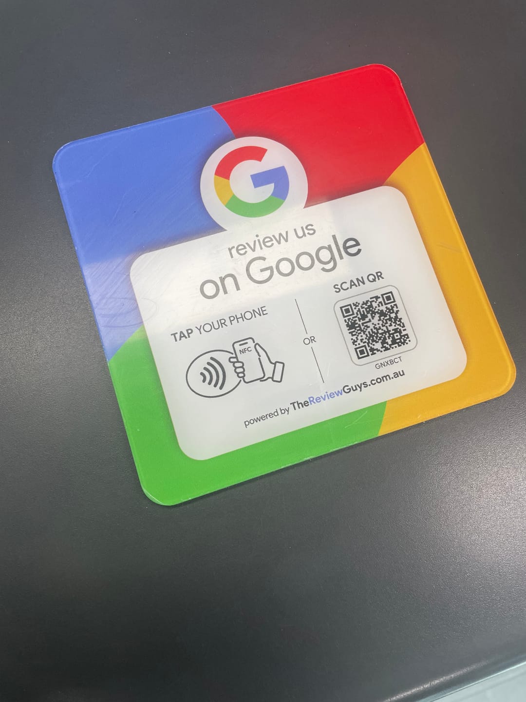 Customer photo review of Google Review NFC Plate +  QR Code