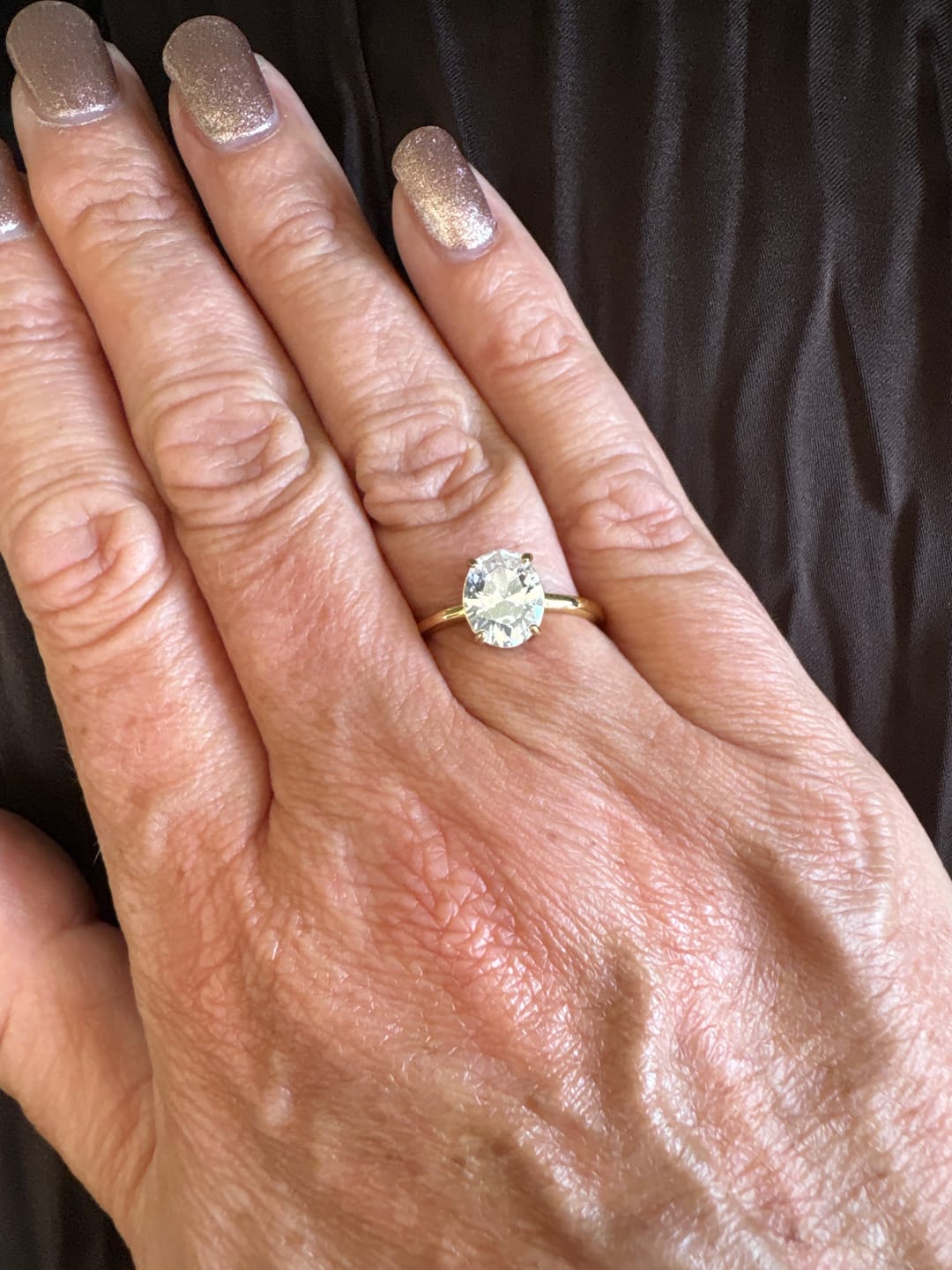 Customer photo review of Oval Solitaire Diamond-Inspired Ring 2ct