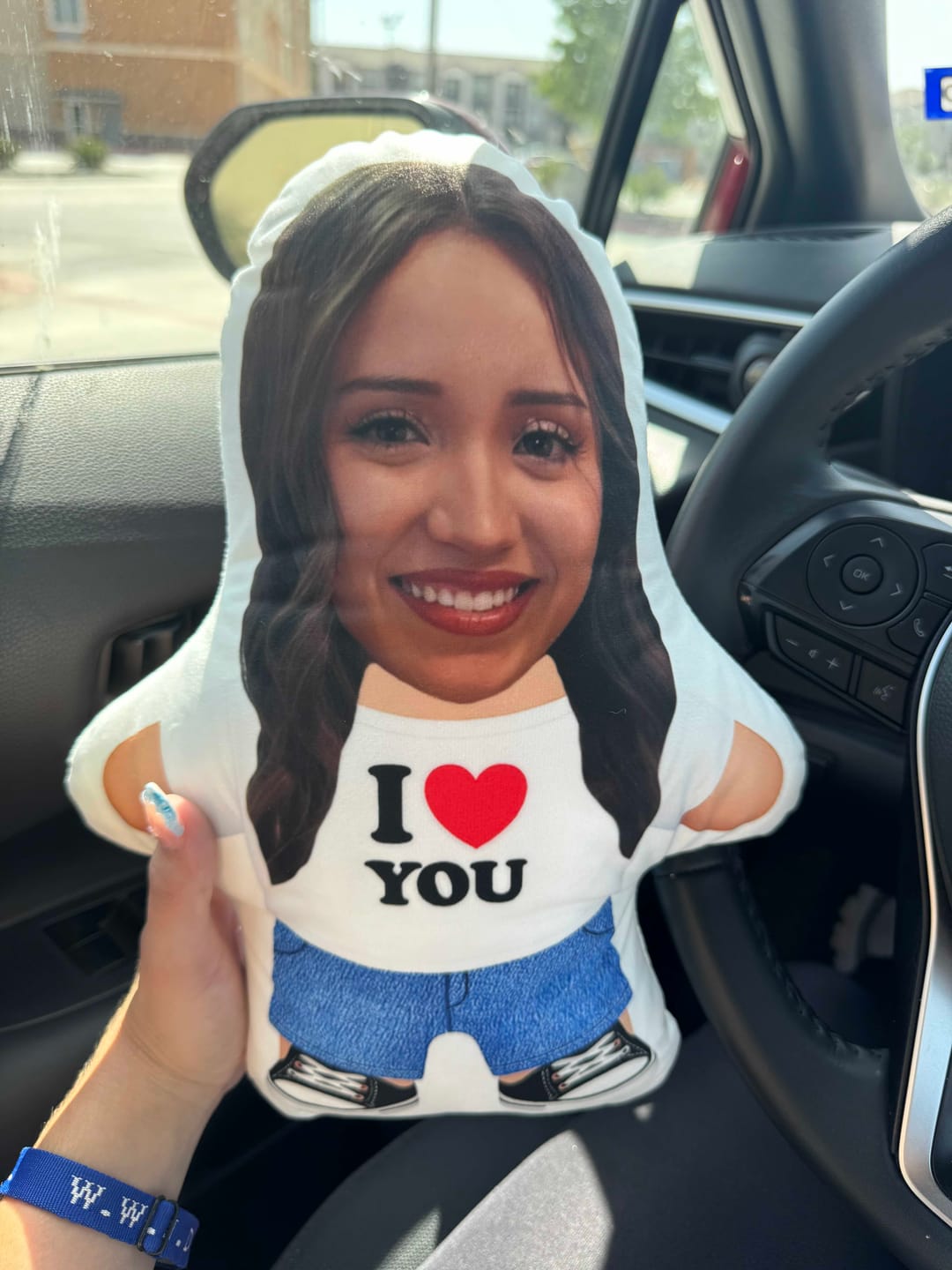 Customer photo review of I Love You Photo Pillow