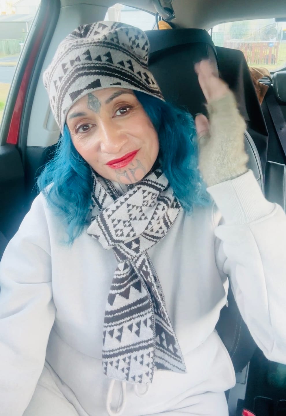 Customer photo review of Waharua Kōpito Beanie & Scarf Set